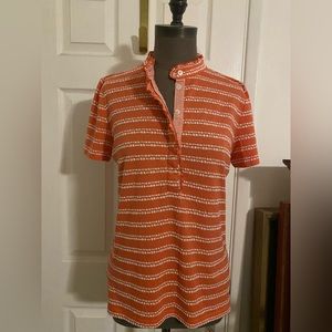 Tory Burch Orange & White Stripe Knit
Short Sleeved Shirt